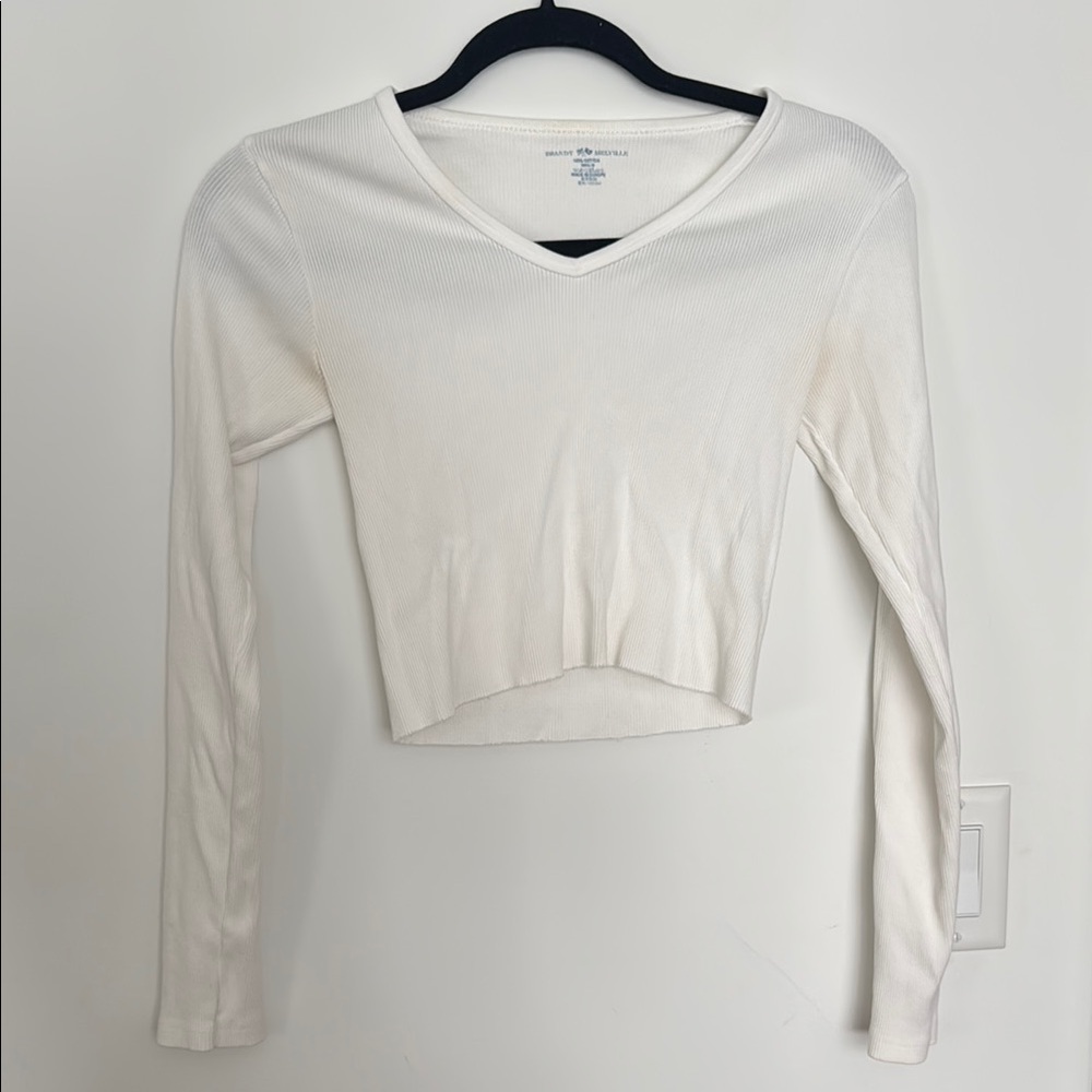 Brandy Melville Ribbed V-neck Longsleeve